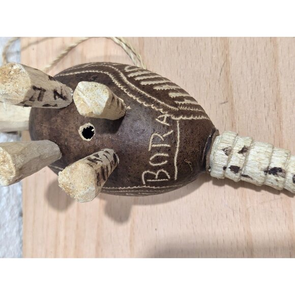 Hand Carved Gourd Wood Armadillo Hanging Ornament Maraca Shelf Decor Bora - Picture 6 of 8